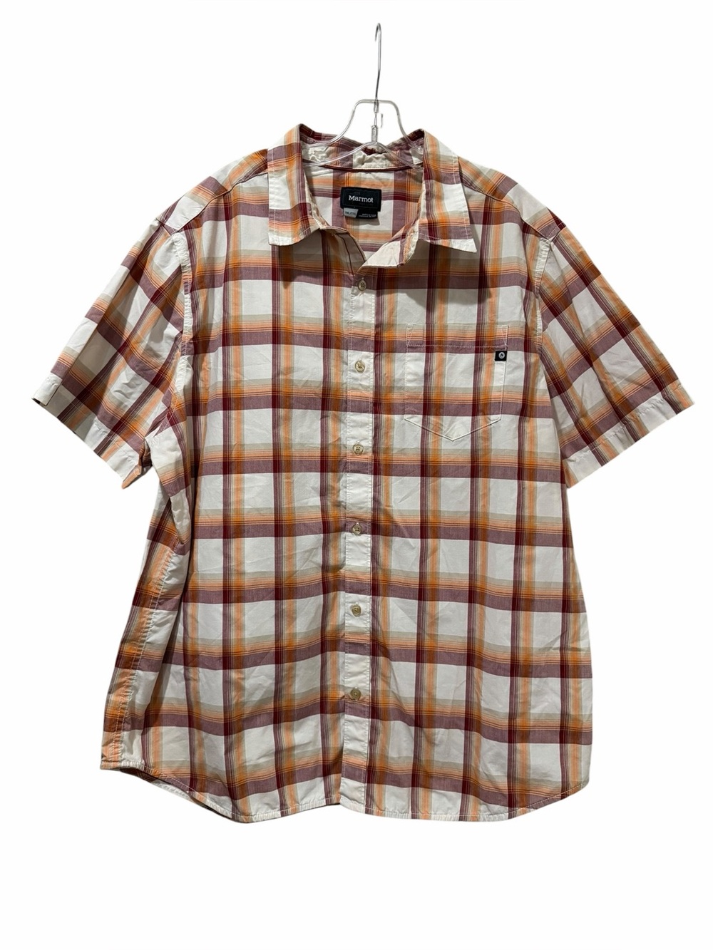 Marmot Men’s XXL Organic Cotton Blend Short Sleeve Plaid Button Down Shirt B6